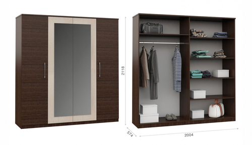 Распашной шкаф Аврора 4дв Венге/дуб молочный