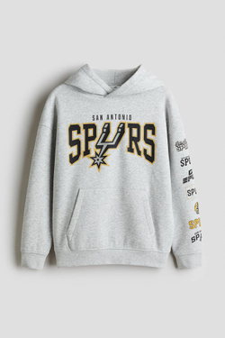 H&M Толстовка с капюшоном и принтом, светло-серый