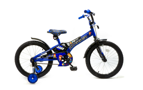Велосипед 20" HOGGER "JAM", рама сталь с пластиковым покрытием, вилка сталь, ручной и ножной тормоз, доп. колеса, синий