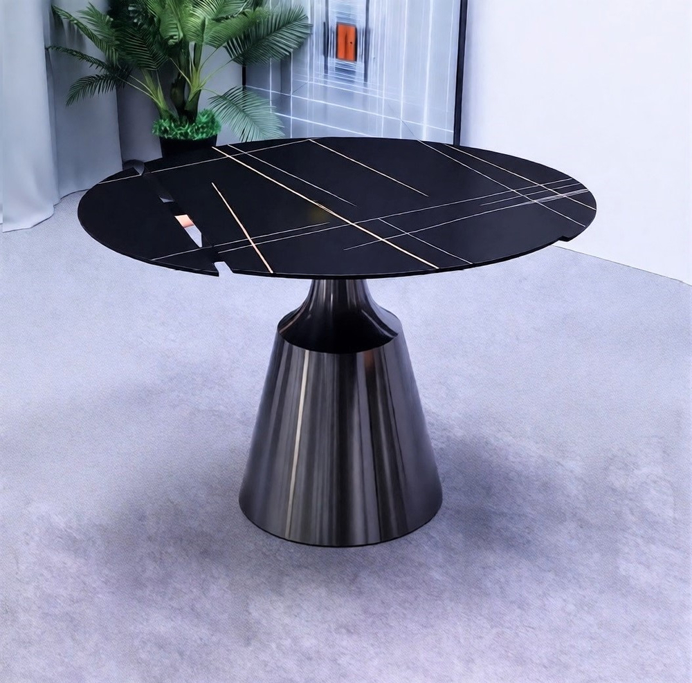 Стол обеденный раскладной круглый YODA Black