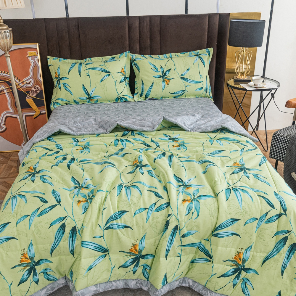 Комплект постельного белья Сатин с Одеялом 100% хлопок 160x80 на резинке OBR144