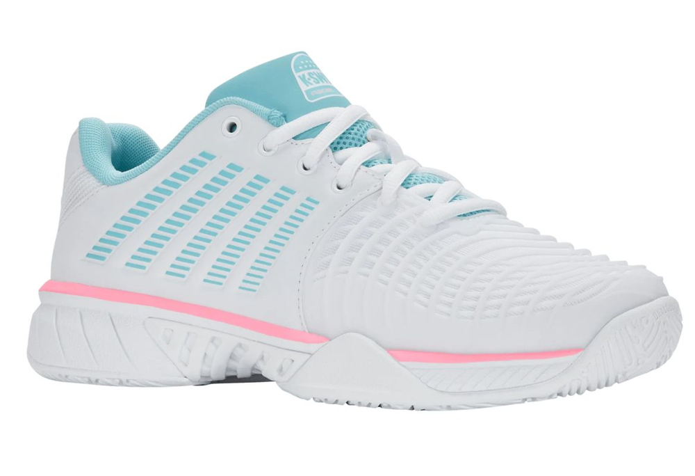Женские кросовки для Padel K-Swiss Express Light 3 Padel - white/soft neon blue/neon buble gum