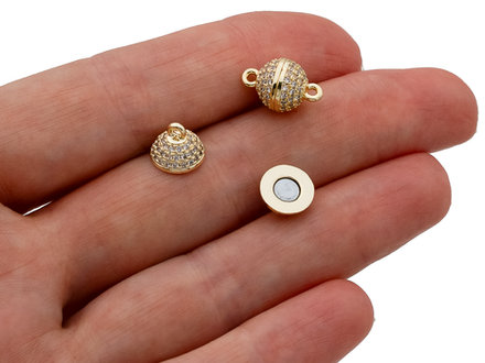 Застежка магнитная "Шар" со стразами, 8мм