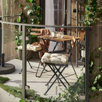 Комплект садовой мебели Тэрно из массива березы с нержавеющим стальным каркасом, складной стол и 2 складных стула для улицы, дачи, кафе, в натуральной отделке