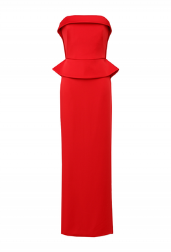 Вечернее платье красное декольте с корсетом 33 -19FW