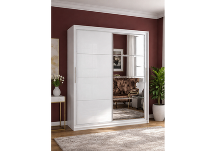 Шкаф Woodville Москана-2 2 м анкор светлый, зеркало, лакобель белый