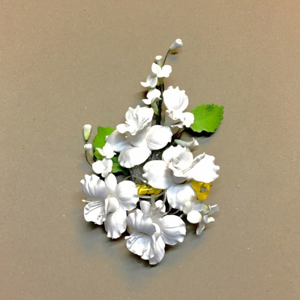 Цветочная ветка из сах.мастики,большая "Яблоневый цветок белы"
