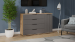 Комод для одежды с ящиками и полками Дуб Крафт золотой/Графит матовый 4 ящика 129х41х84 см