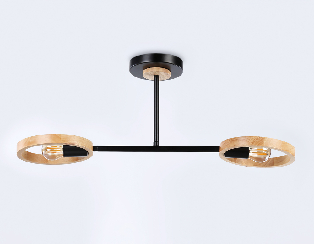 Подвесной светильник со сменной лампой TR8244/2 BK/LWD черный/светлое дерево E27/2 max 40W 590*165*220