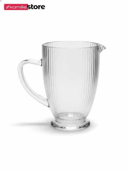 Кувшин стеклянный 1 л. на ножке, стекло вертикальные полосы