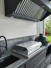 Тумба универсальная угловая правая с выдвижными полками, нержавеющая сталь, 90x122x61 см, Ontario, KuhniGrill