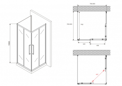 Душевой уголок ABBER Schwarzer Diamant AG02080BH-S80B