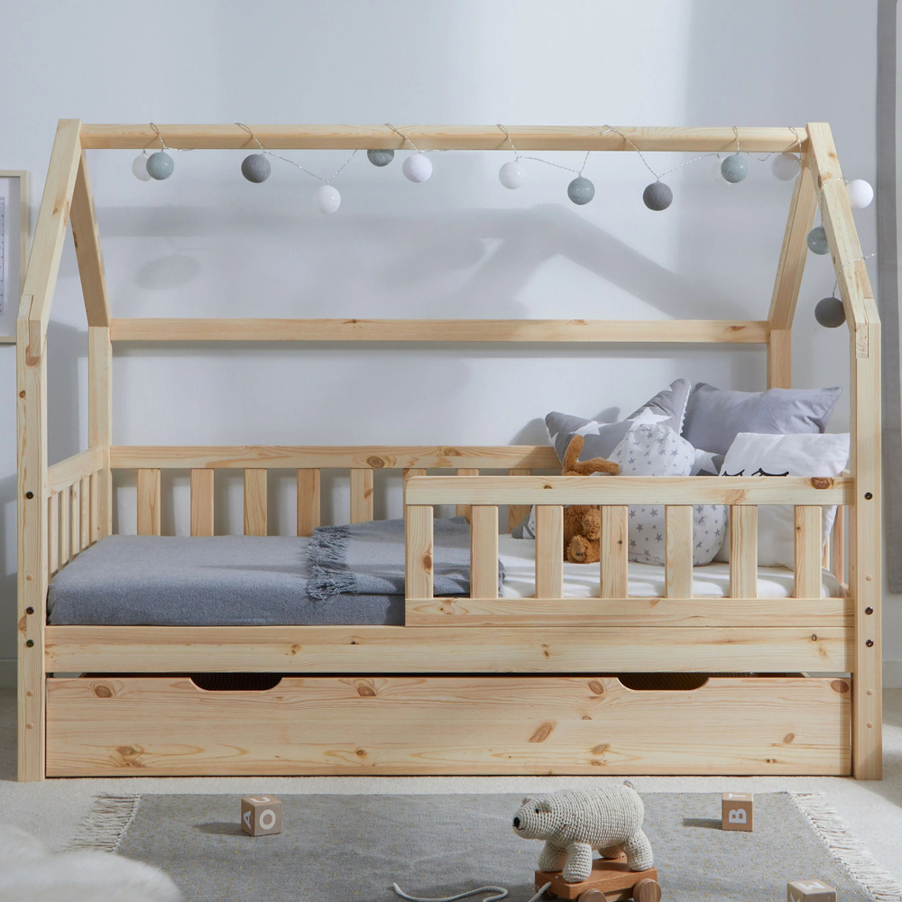 Выдвижной ящик под кровать из сосны, 198х94х19 см, на колесиках, в натуральной отделке