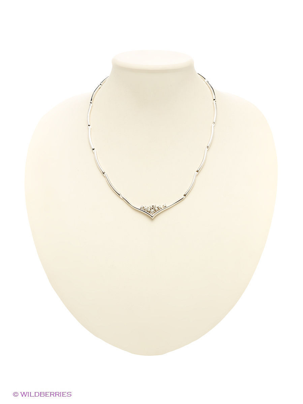 "Базирона" колье в родиевом покрытии из коллекции "Constanta" от Jenavi с замком карабин