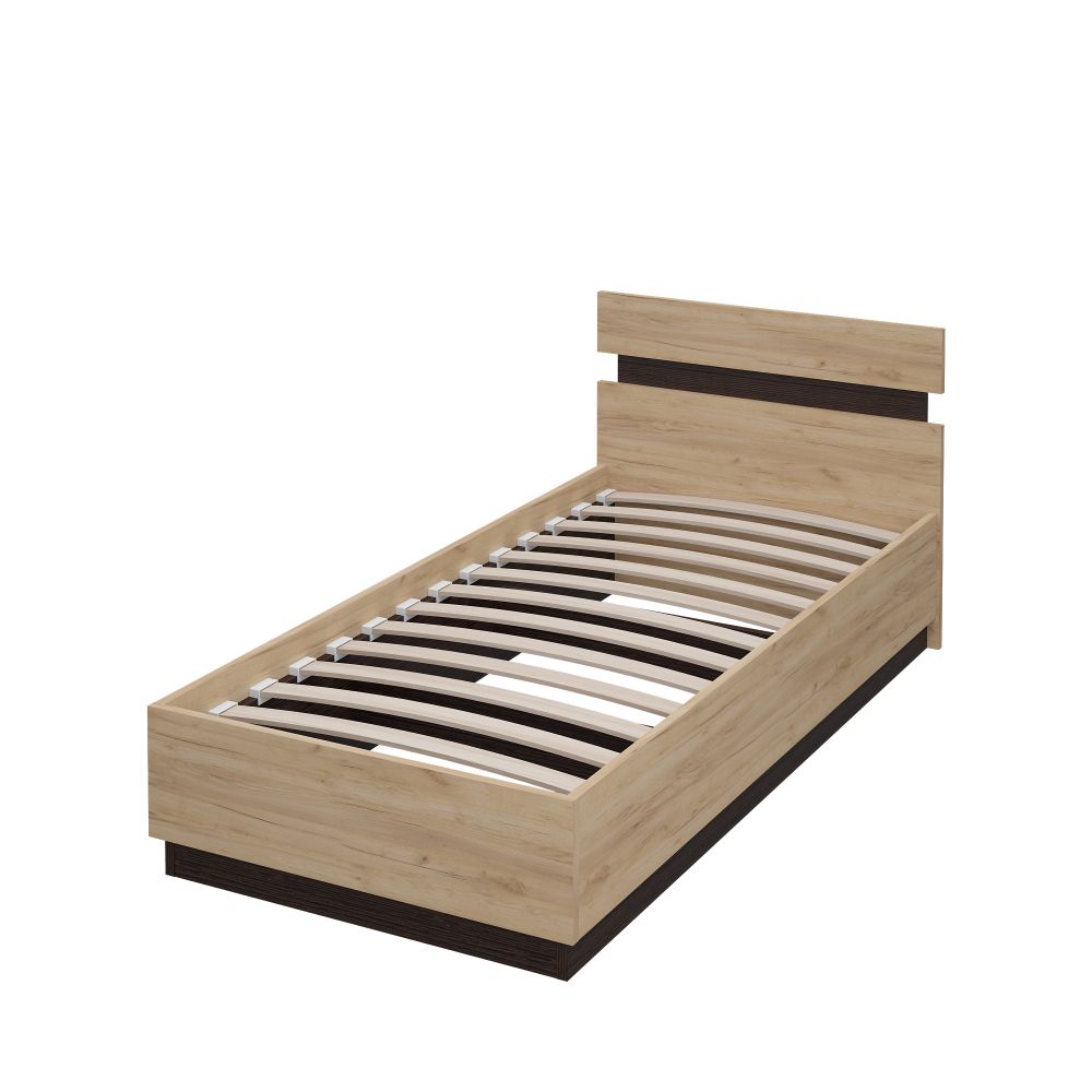 Кровать ЛОФТ 0.9 (дуб крафт золотой /венге) Милана