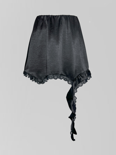 Юбка Talantova короткая атласная с отделкой кружевом и рюшами