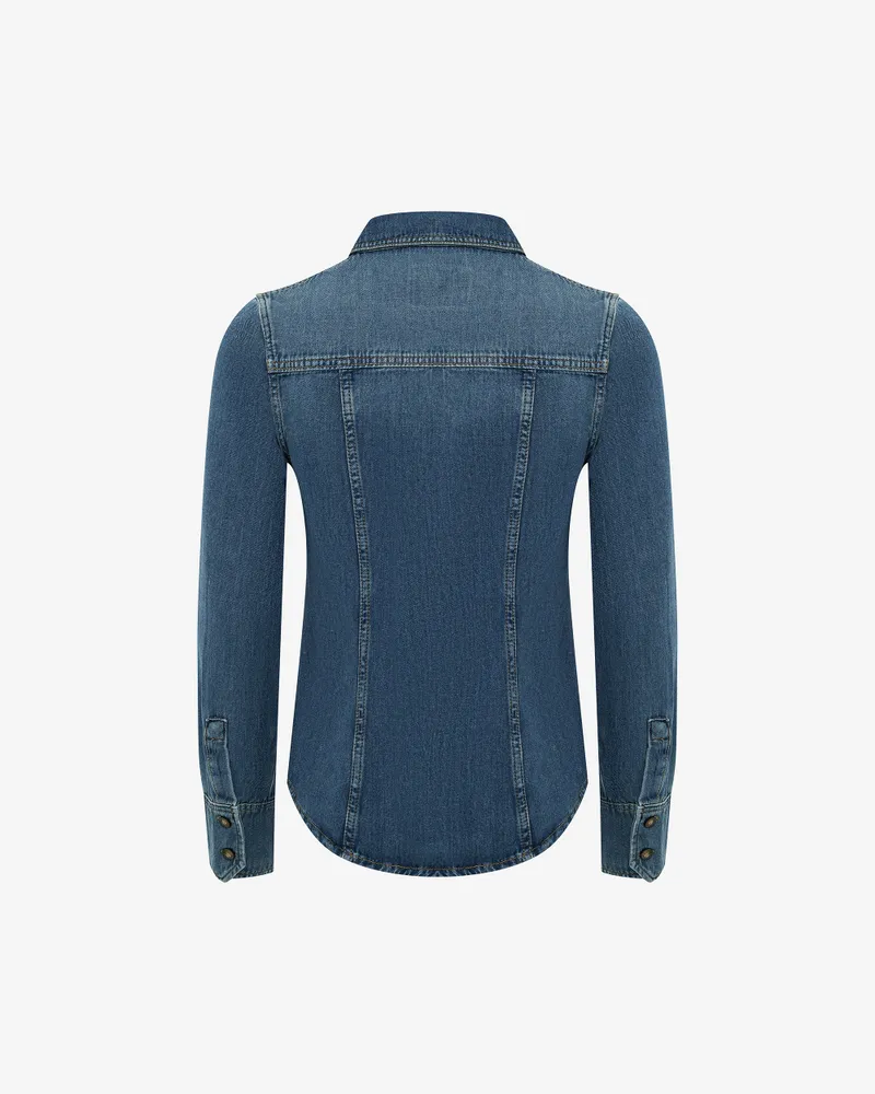 Синяя рубашка из денима с карманом