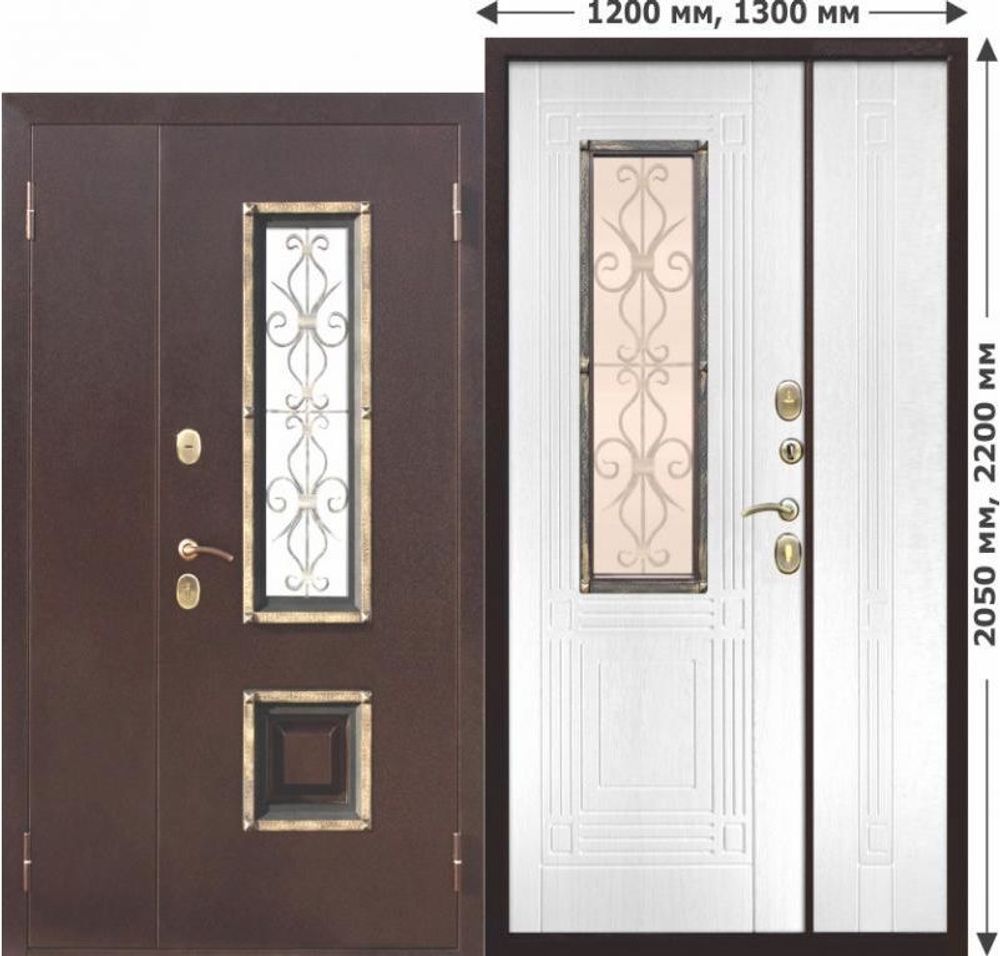 Двери входные Венеция 1200 Белый ясень/Венге (ФЕРРОНИ)