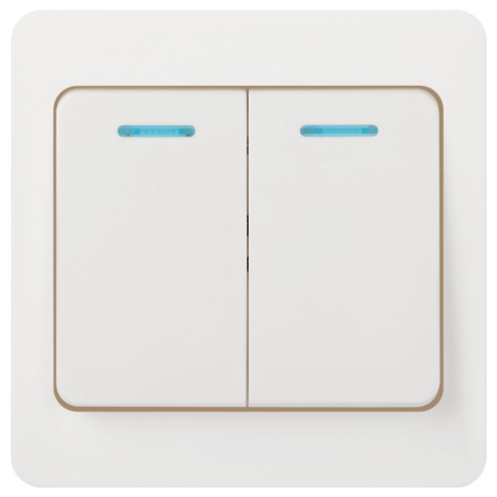 Выключатель Intro Style 7-105-01 двойной с подсветкой, 10А-250В, IP20, СУ, белый