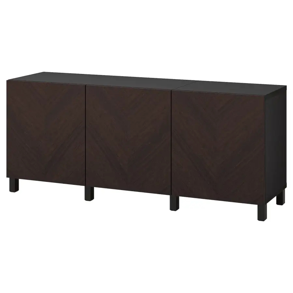 Комбинация для хранения - BESTÅ/ BESTА IKEA/ БЕСТА/БЕСТО ИКЕА, 180х74 см, черный/коричневый