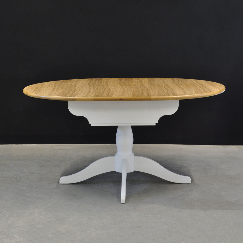 Стол кухонный, 120х80, Итан, раздвижной, обеденный, круглый, деревянный, белый, Dipriz