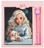 Блокнот 13,5*18 см 50л. с замком "Девочка со щенком" с ручкой (Darvish)