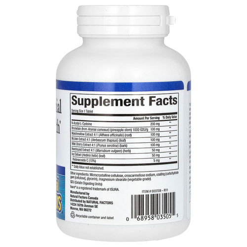 Natural Factors, здоровье легких, бронхов и носа, 90 таблеток