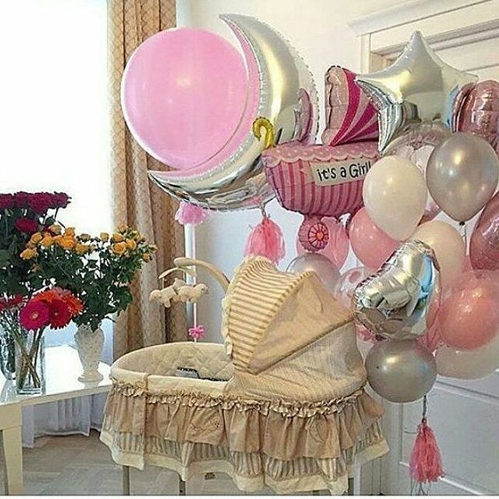 Шар (35"/89 см) Фигура, Полумесяц, Серебро 1 шт.