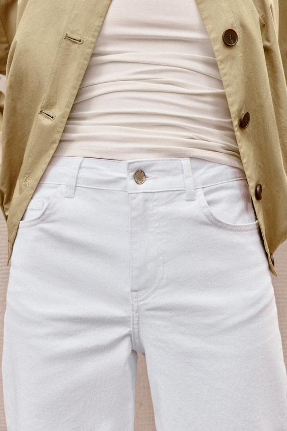 ZARA ДЖИНСЫ Z1975 КЮЛОТЫ С ВЫСОКОЙ ПОСАДКОЙ COMFORT, БЕЛЫЙ