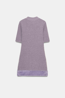 ZARA ПЛАТЬЕ С ФАКТУРНОЙ ОТДЕЛКОЙ И ЭФФЕКТОМ МЕХА, ЛИЛОВЫЙ