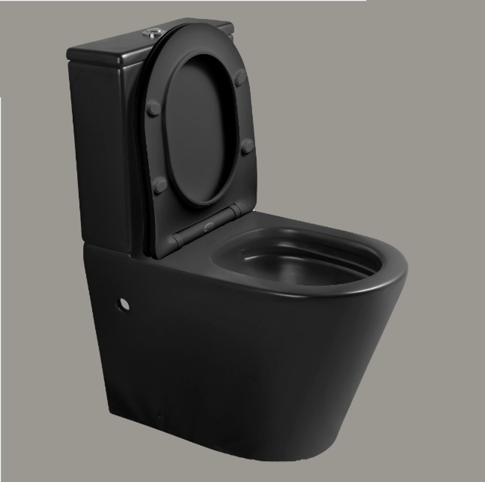Унитаз SELLA MB напольный, безободковый, черный матовый Ceruttispa CT9865 (605х370х800)