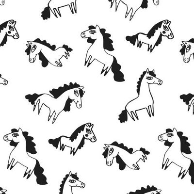 Buy baby fabric animals horses little ponies black and white
