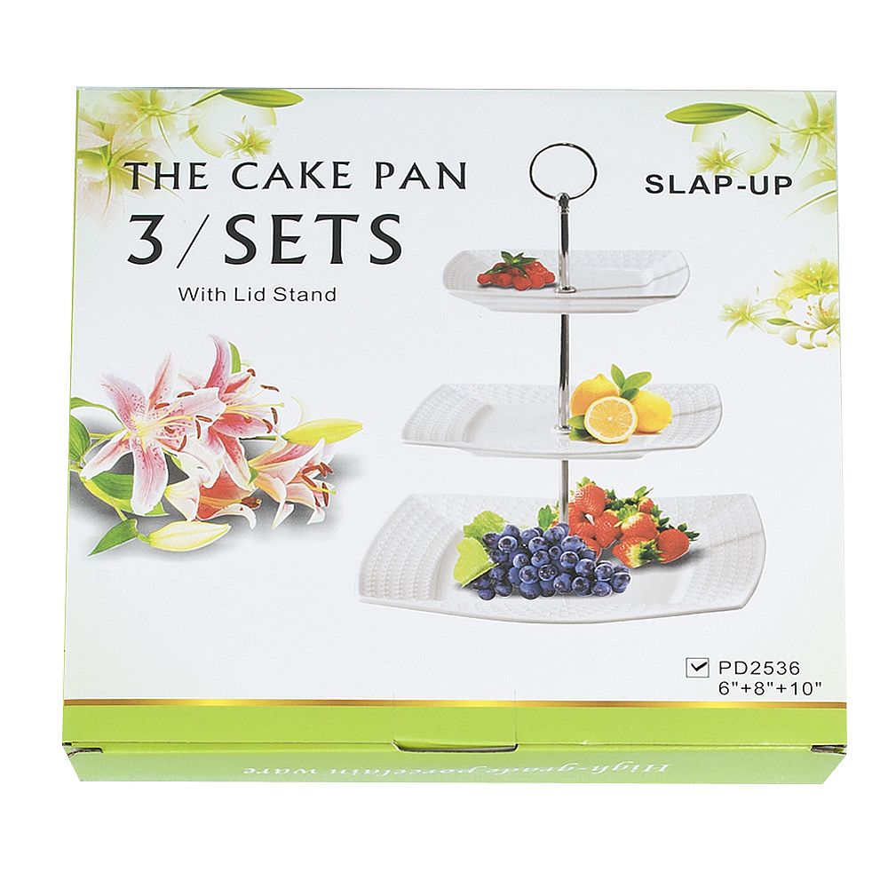 Блюдо 3-х ярусное " " 25*25/20*20/15*15см. h=36 см. (фарфор) (подарочная упаковка)