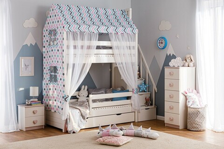 арт. 8265 Кровать 2-яр. - домик №18 (лестница-комод в комплекте)