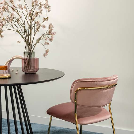 Стул Eirill, розовый велюр с золотыми ножками