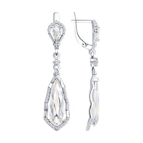 Серьги из серебра с горным хрусталем