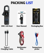 FNIRSI DMC-100, постоянный переменный ток и напряжение, мультиметр с клещами, полностью автоматический интеллектуальный высокоточный 600 А, 10 000 отсчетов, электрические инструменты NCV-черный