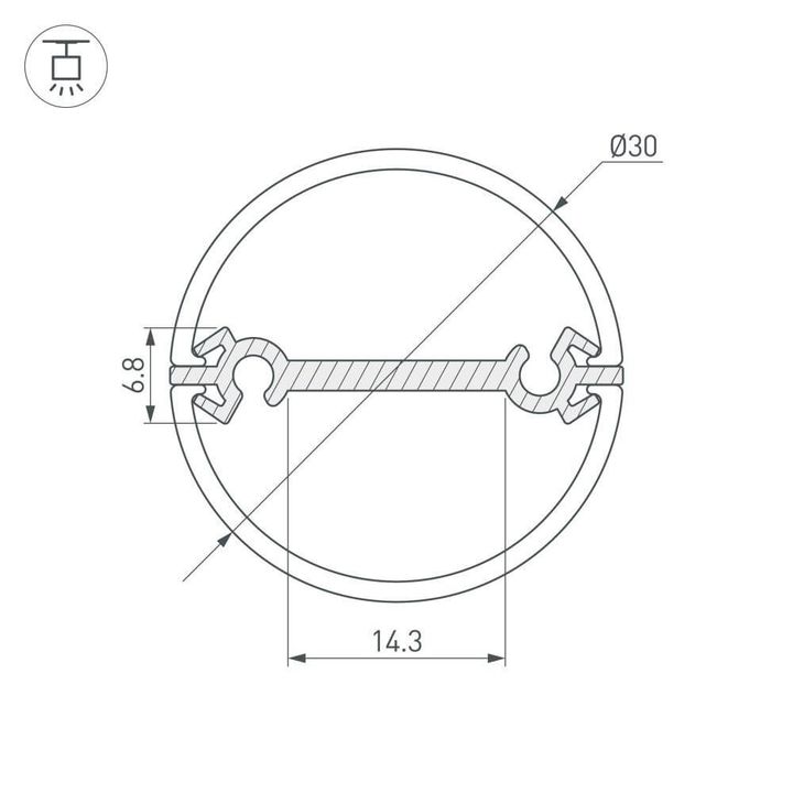 Профиль Arlight Round-D30-Dual-2000 Anod 029114