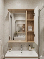 Зеркало - шкаф Сота 60 цвет Дуб Сонома+Графит