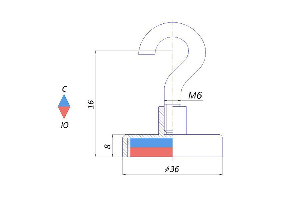 Магнитное крепление с крючком Е36