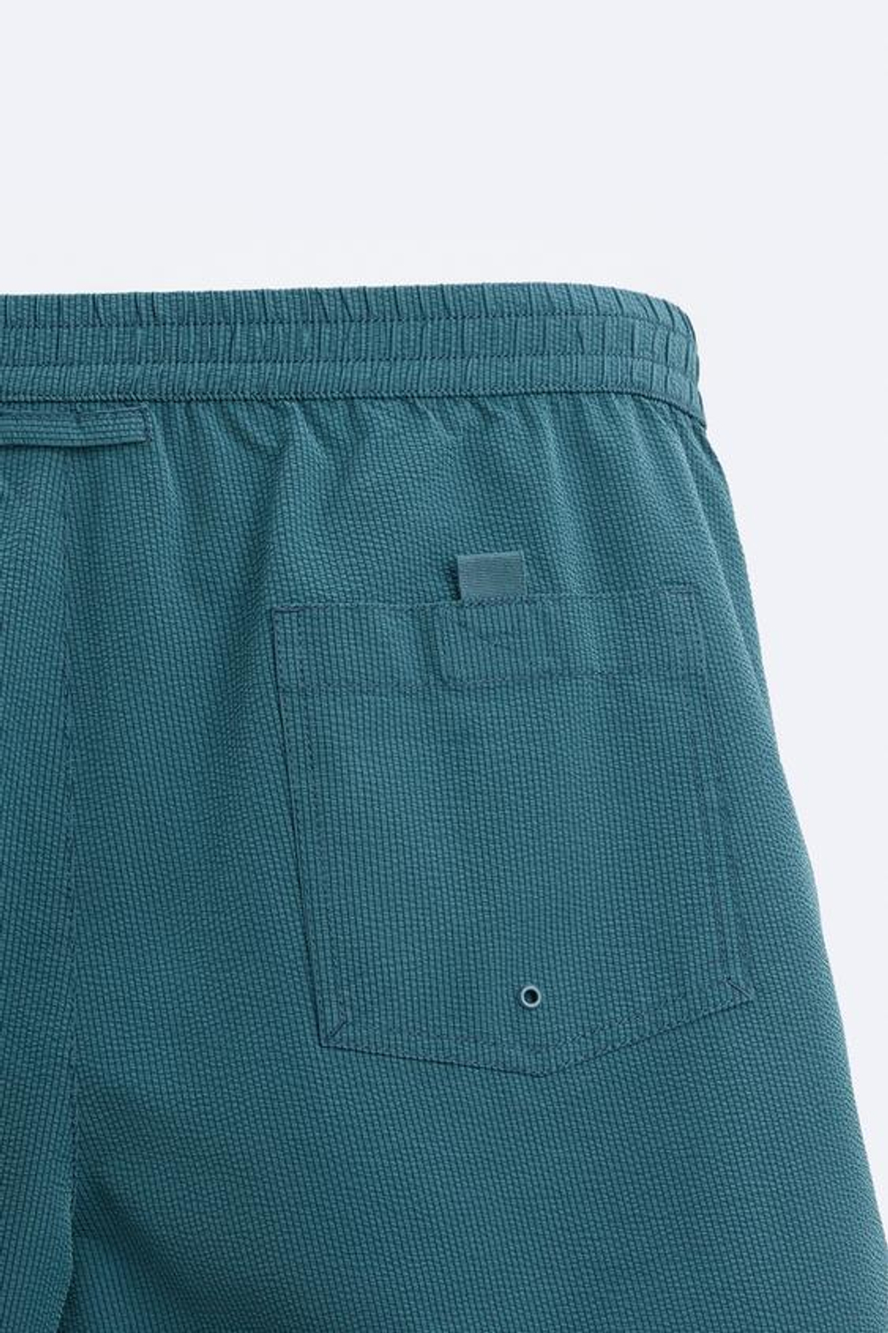 ZARA ПЛАВКИ КЛАССИЧЕСКОГО КРОЯ ИЗ РЕЛЬЕФНОЙ ТКАНИ, СИНЕ-ЗЕЛЕНЫЙ