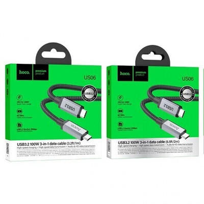 Кабель Type-C на Type-C “US06” USB3.2 20Gbps 013210 Черный