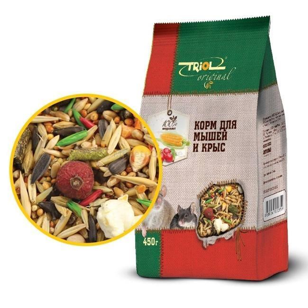 Корм для мышей и крыс, 450г, Triol Original