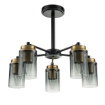Светильник на штанге 5x40Вт, E14, металл/стекло, черный/бронза