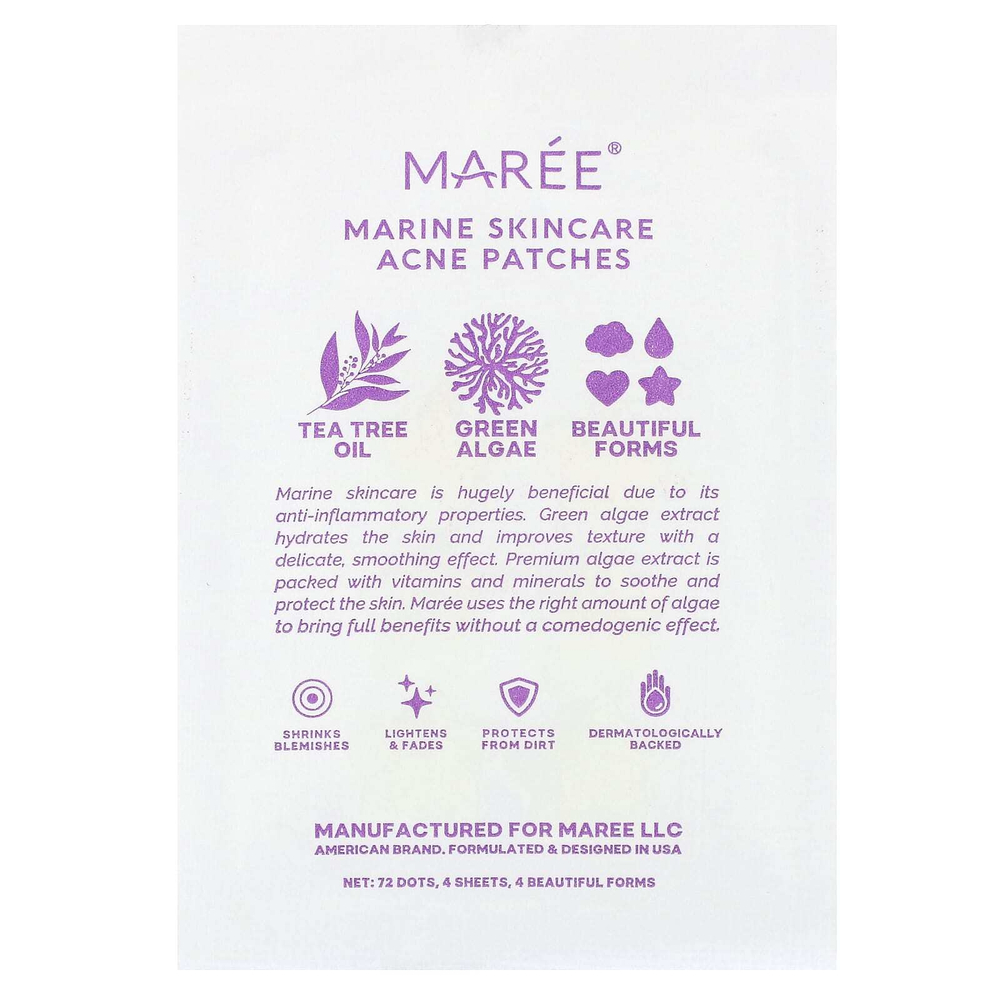 Maree, морские патчи от акне, для ухода за кожей, 72 точки