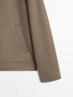 Massimo Dutti Куртка из смесовой шерсти с карманами, зеленоватый