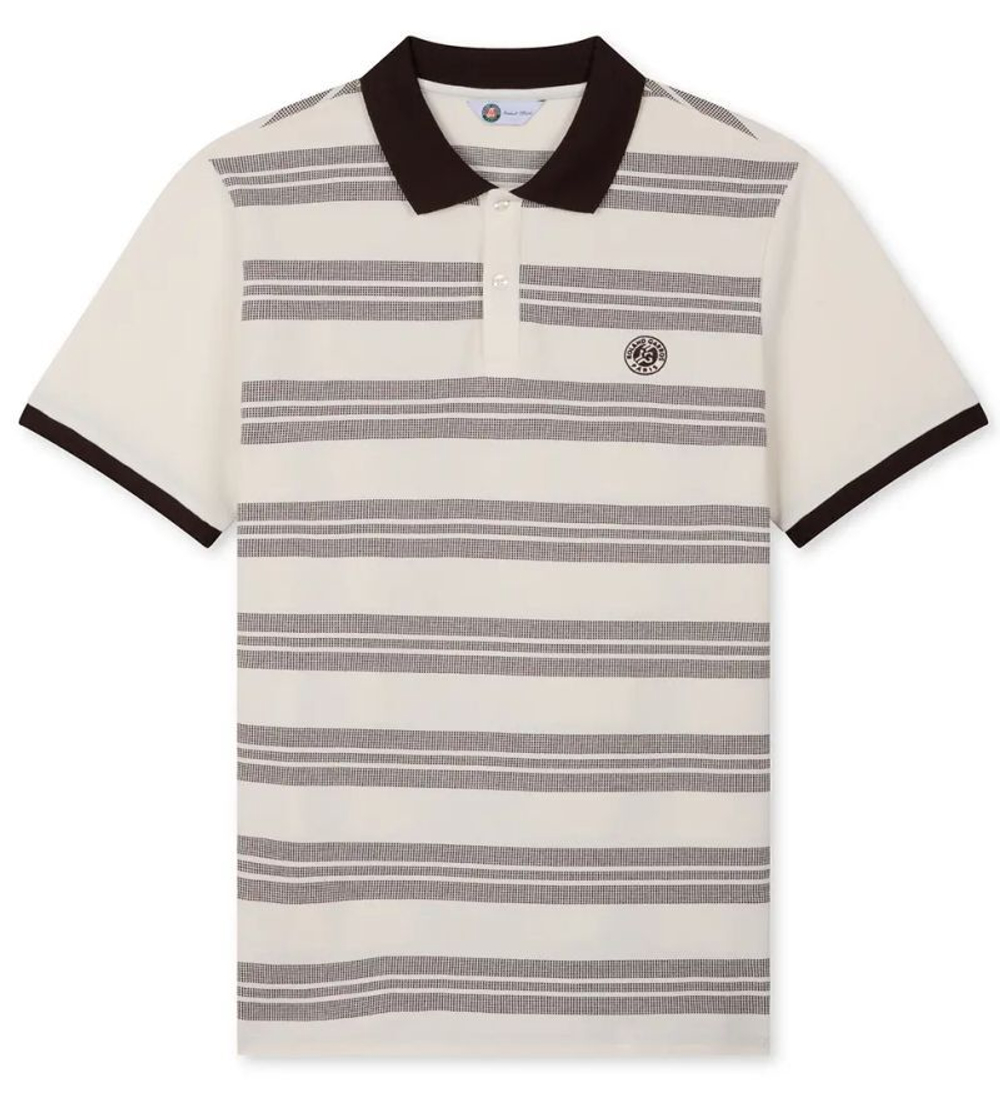 Мужское теннисное поло Roland Garros Heritage Tristan Shirt - экрю/шоколадный