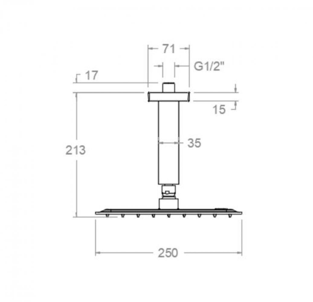 Тропический душ потолочный квадратный нерж.сталь BVK02RK250