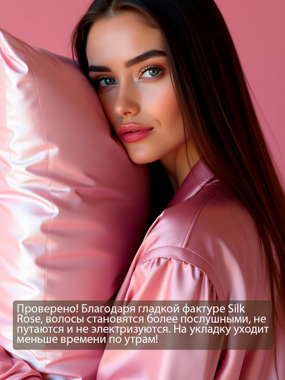 Шелковая наволочка 70х70, цвет Розовая пудра