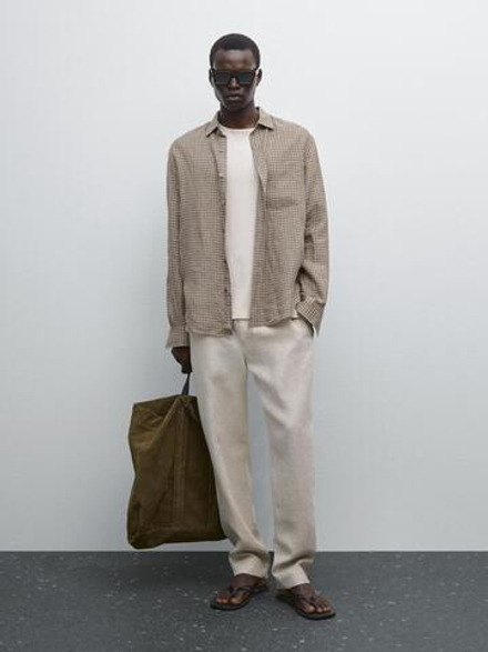 Massimo Dutti Брюки-джоггеры из 100% льна, бежевый